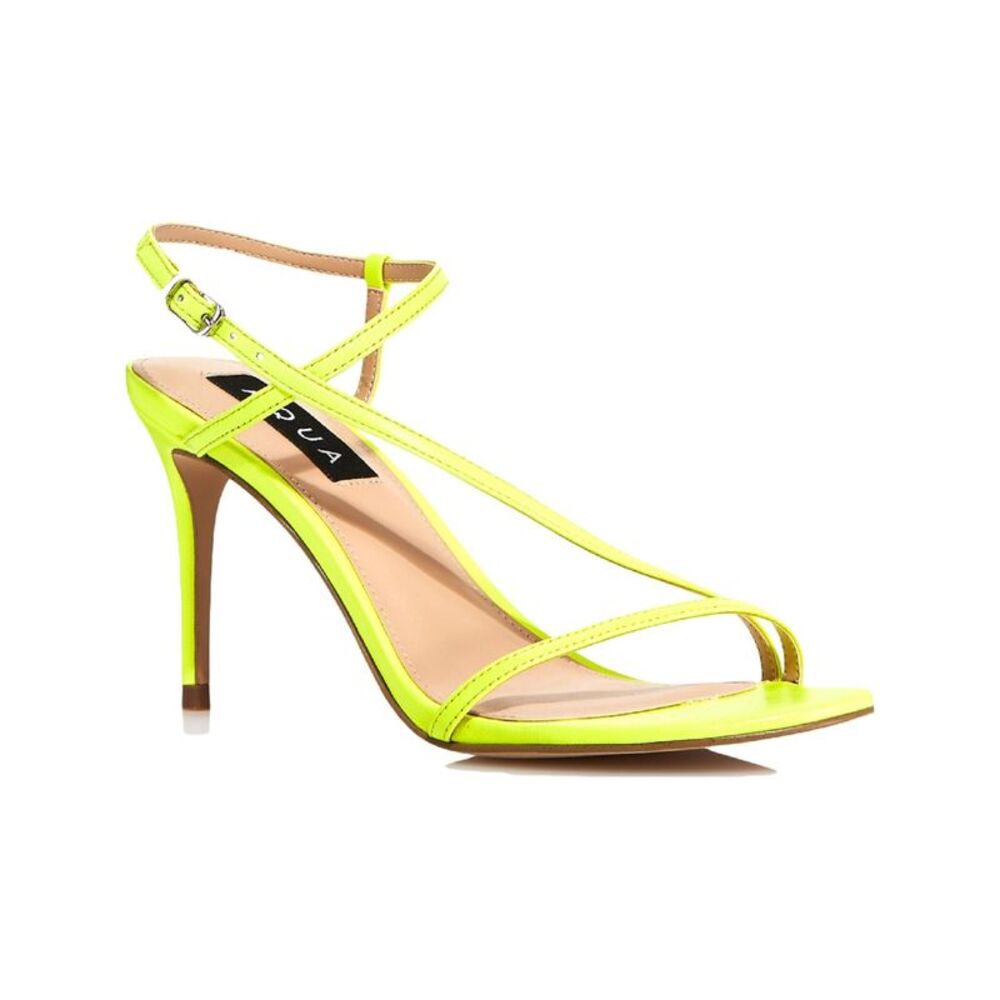 AQUA Womens Yellow Strappy Ron Round Toe Stiletto Leather Slingback Sandal 5.5 M